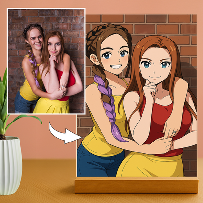 Freundinnen im Anime-Stil - Acrylglas-Porträt für eine Freundin