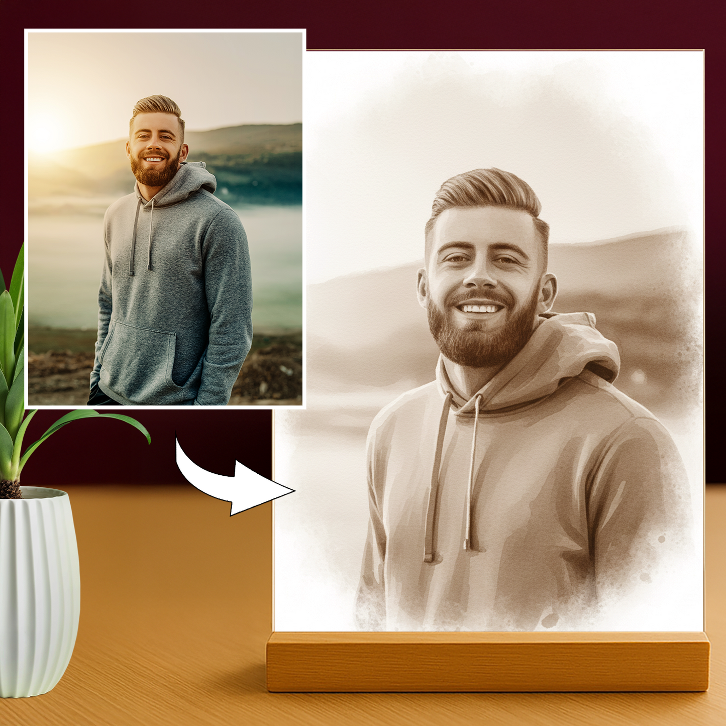 Er im Coffee-Stil - Acrylglas-Porträt für Mann