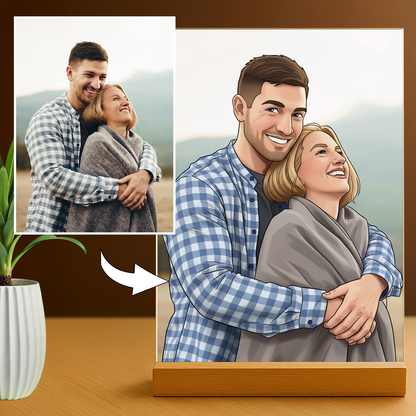 Paar im Cartoon-Stil - Acrylglas-Porträt für ein Paar
