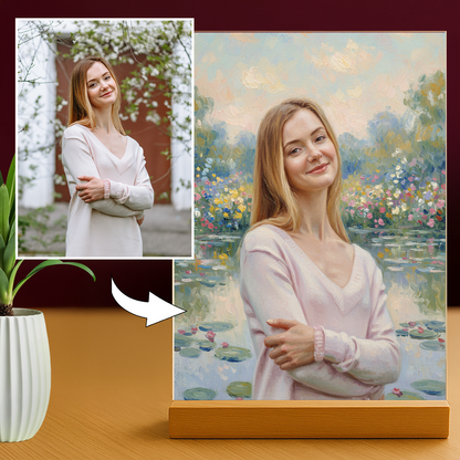 Frau am Teich im Monet-Stil - Acrylglas Porträt für sie