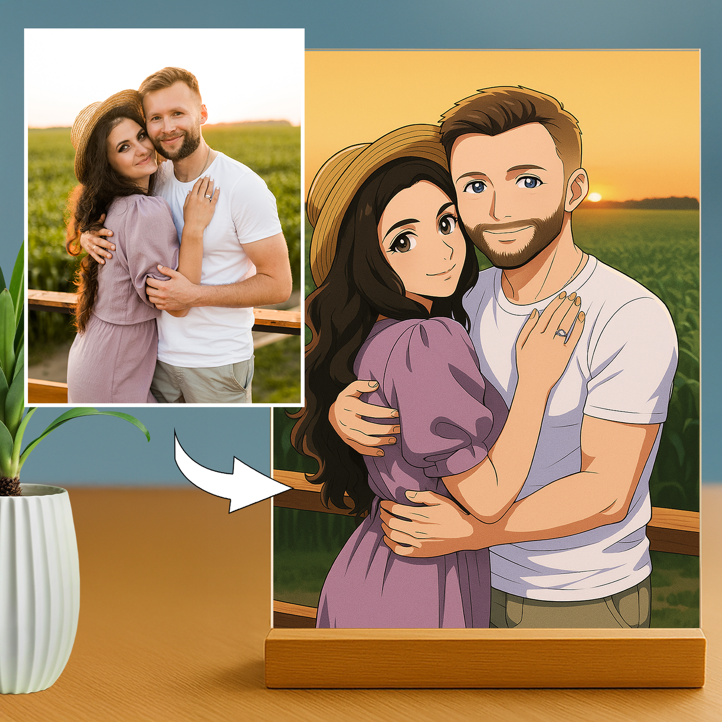 Paar im Anime-Stil - Acrylglas-Porträt für Paare