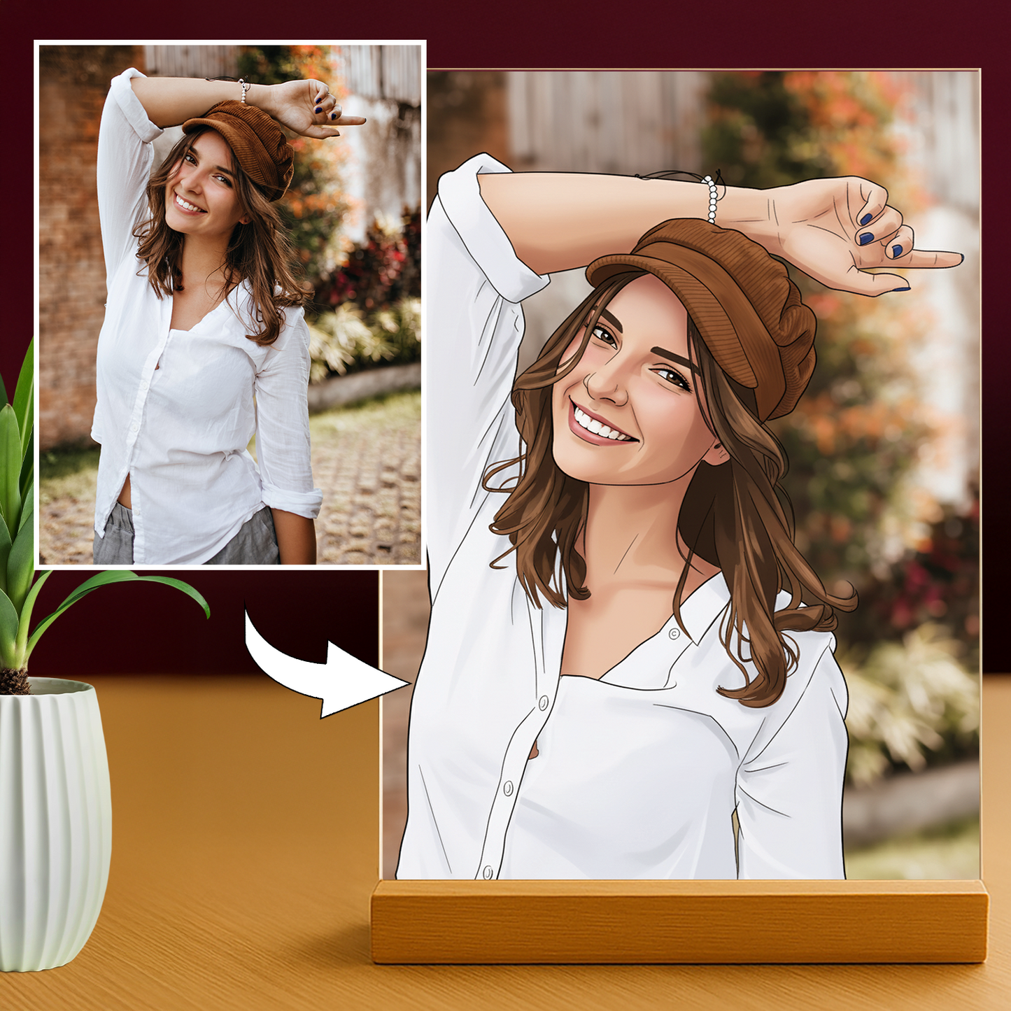 Mädchen im Cartoon-Stil - Acrylglas-Porträt für sie