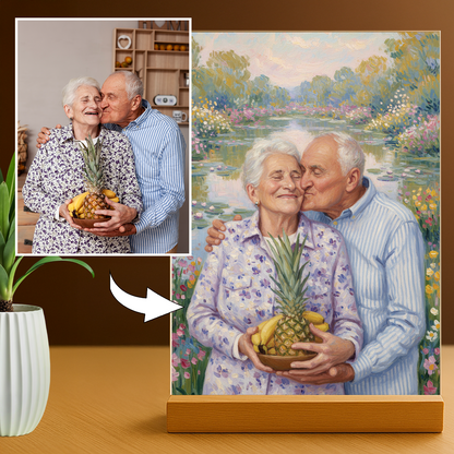 Großeltern im Monet-Stil – Acrylglas-Porträt für Großeltern