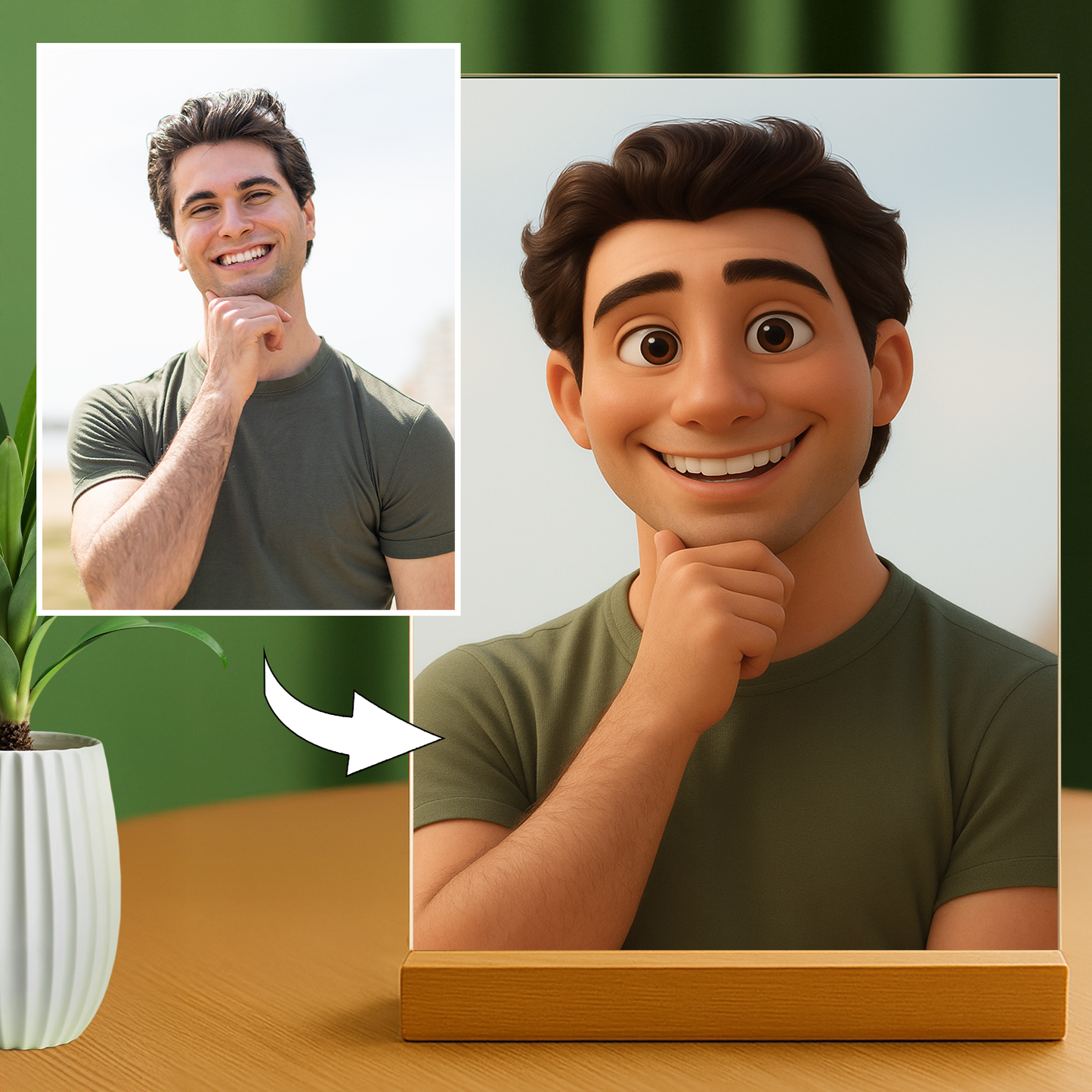 Mann im 3D-Animationsstil - Acrylglas Porträt für Mann