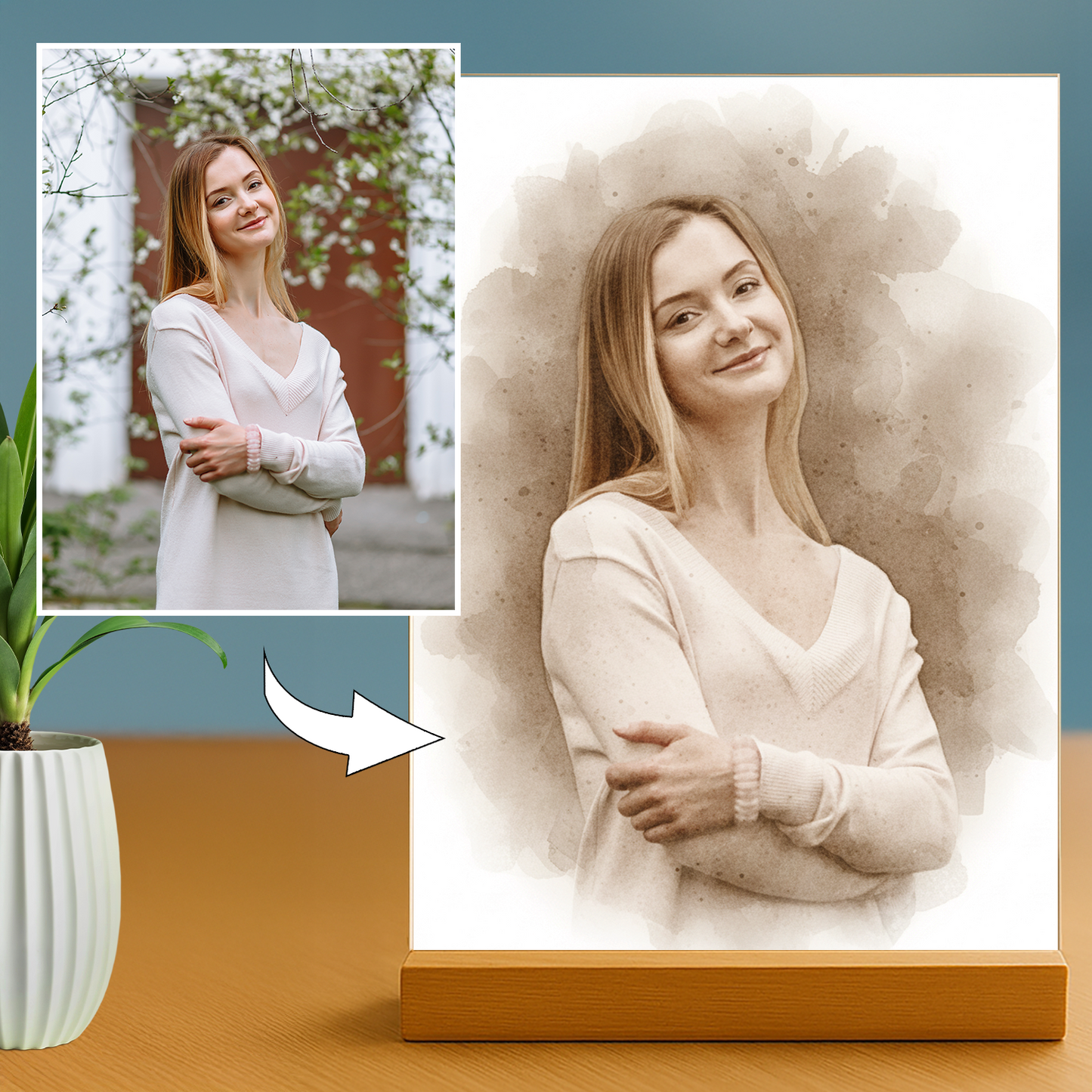 Frau im Coffee-Stil - Acrylglas-Porträt für sie