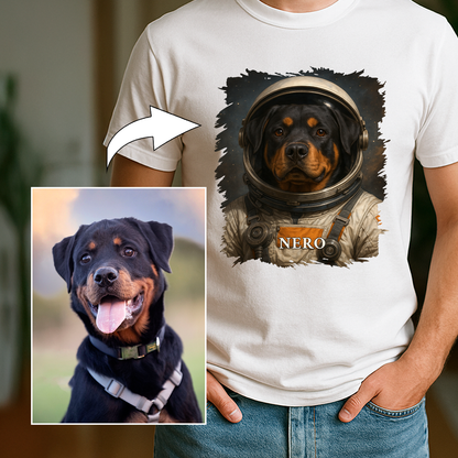 Hund als Astronaut – Herren-T-Shirt mit Aufdruck für Hundefans