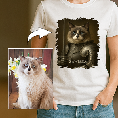 Ritterkatze – Damen-T-Shirt mit Aufdruck für Katzenliebhaber