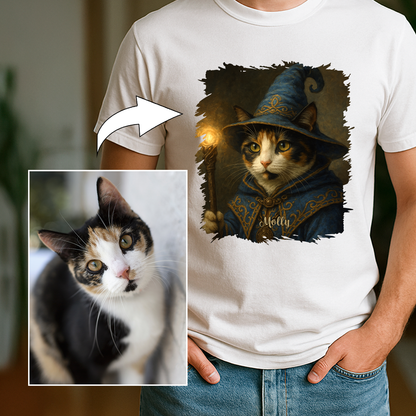 Magische Katze - Herren T-Shirt mit Druck für Katzenliebhaber