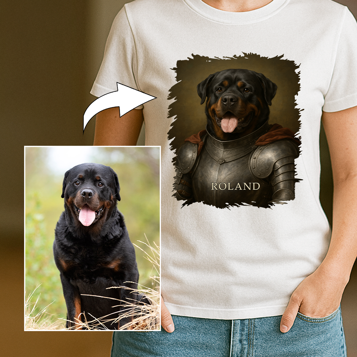 Hund als tapferer Ritter – Damen-T-Shirt mit Aufdruck für Hundefans