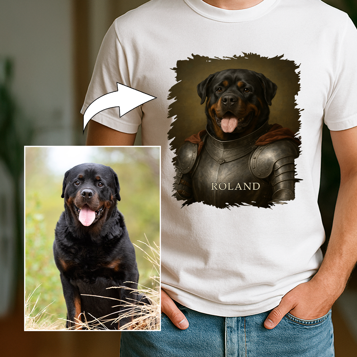 Tapferer Ritterhund – Herren T-Shirt mit Aufdruck für Hundefans