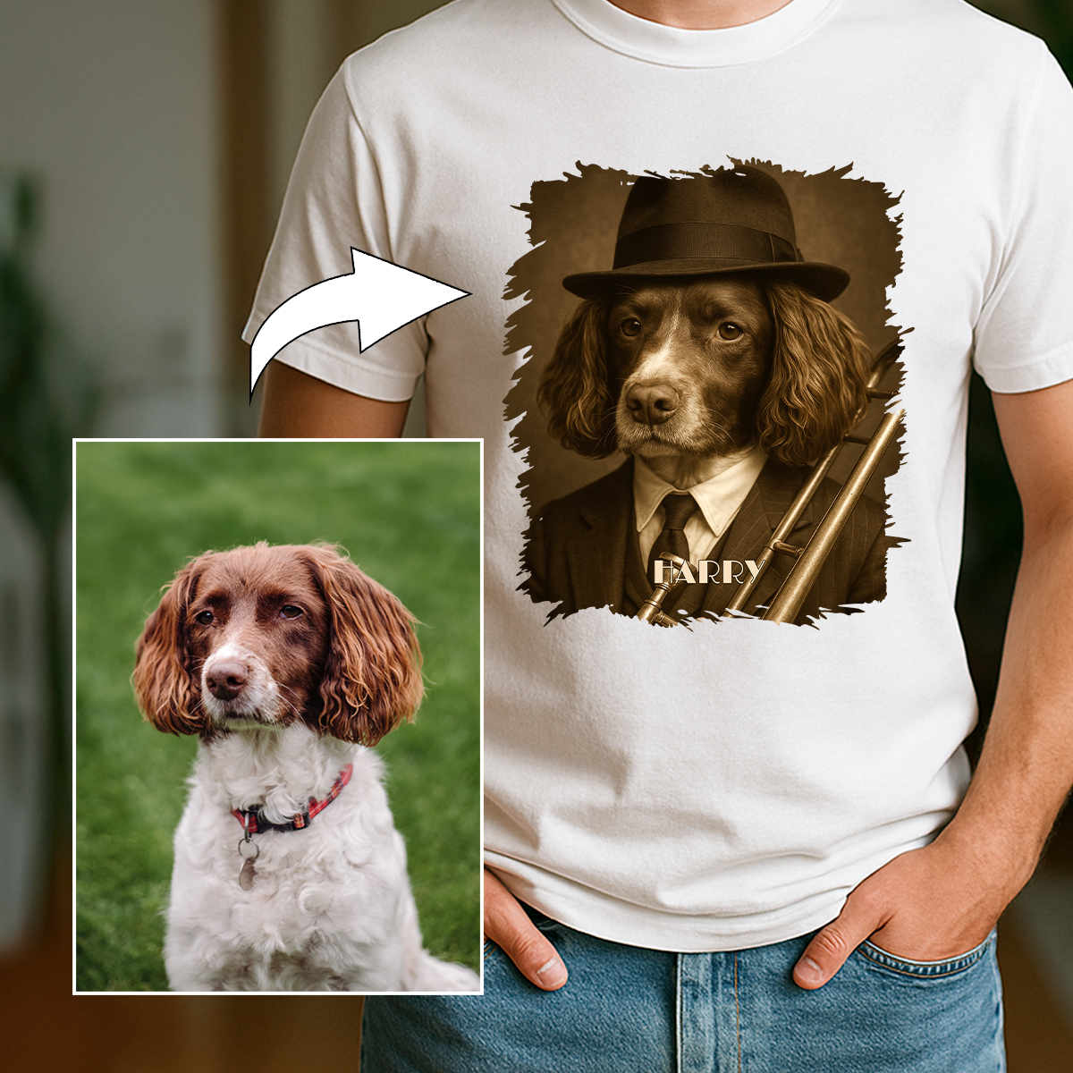 Hund als Musiker – Damen-T-Shirt mit Aufdruck für Hundefans