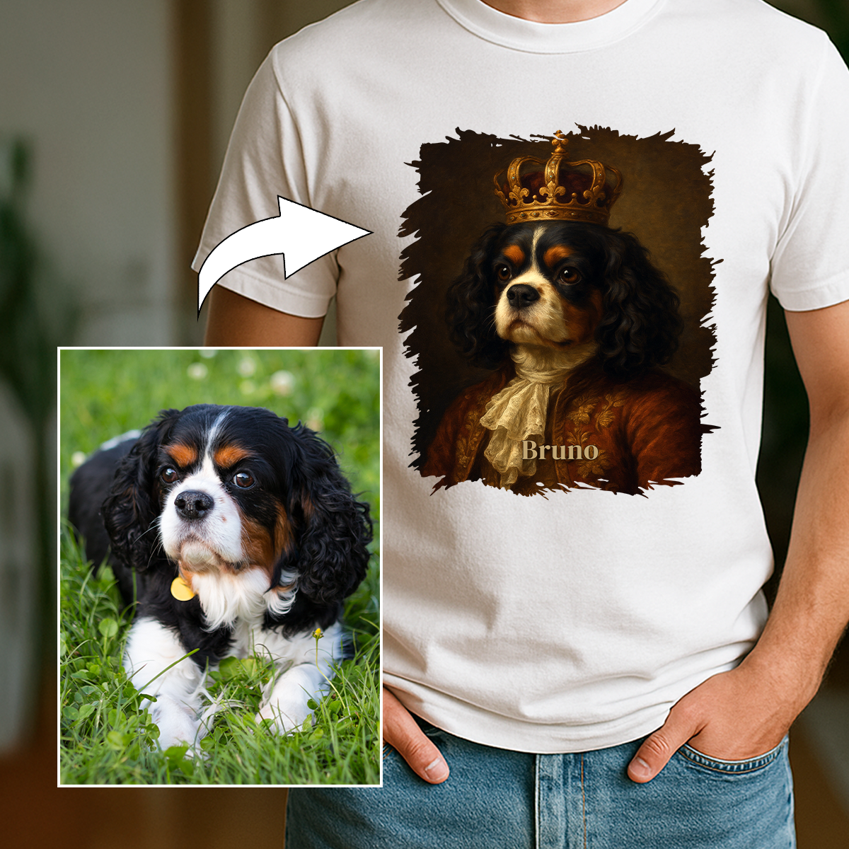 Hund in königlicher Ausführung – Herren-T-Shirt mit Aufdruck für Hundefans