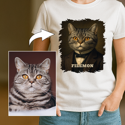 Elegante Katze – personalisiertes Damen-T-Shirt für Katzenliebhaberinnen