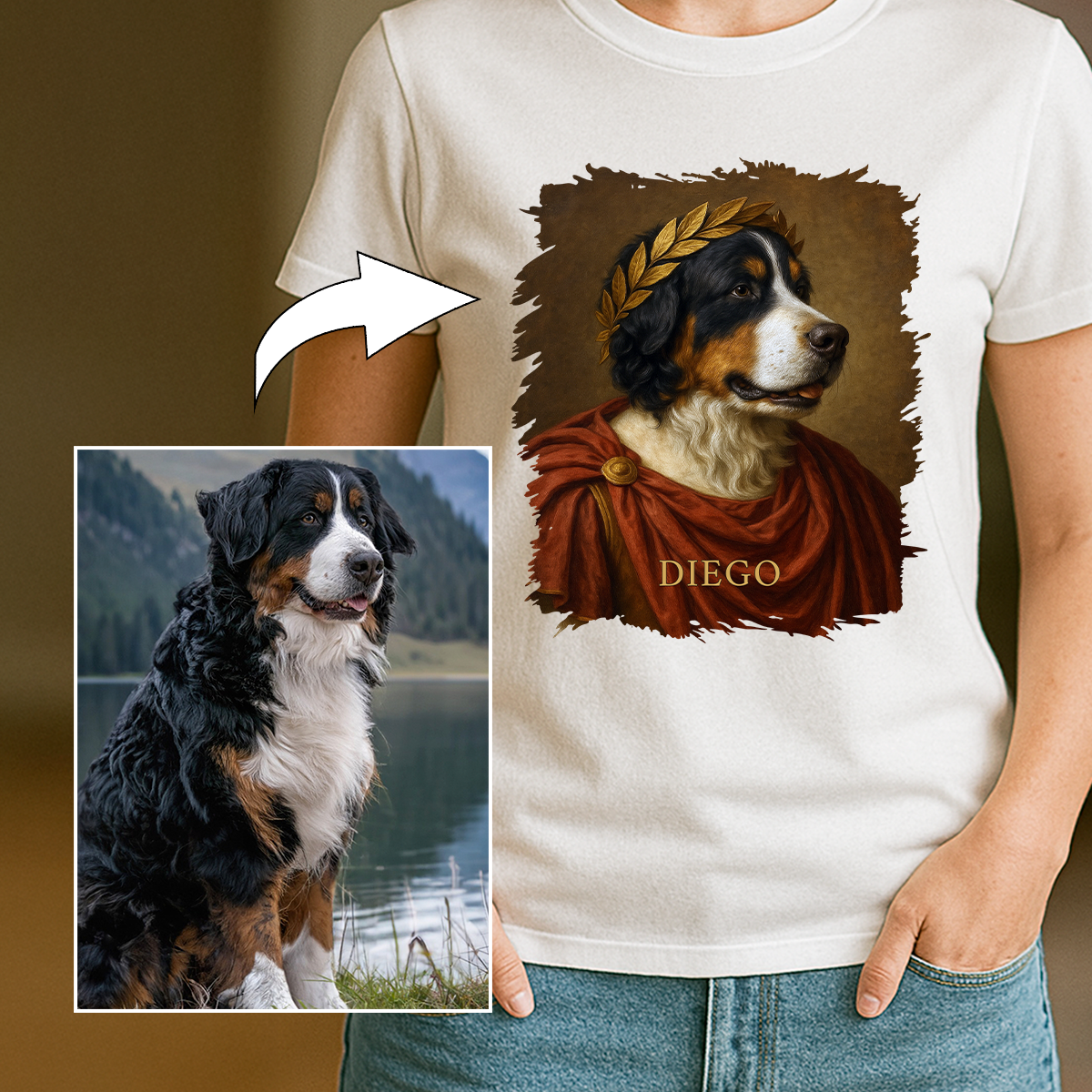 Hund als Julius Cäsar – Damen-T-Shirt mit Aufdruck für Hundefans