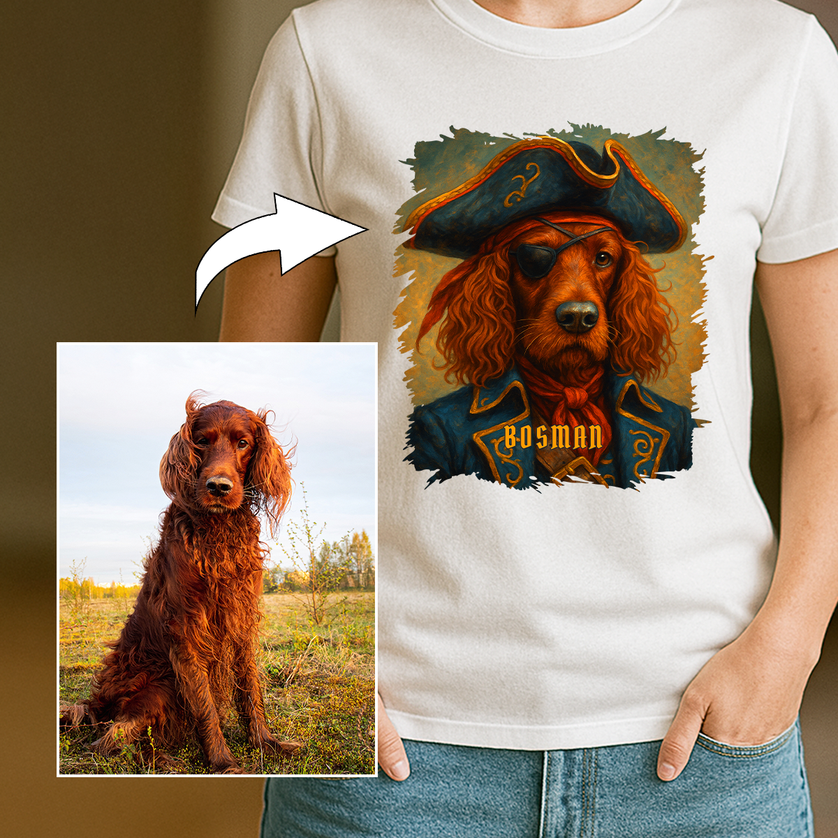 Hund als Pirat – Damen-T-Shirt mit Aufdruck für Hundefreunde