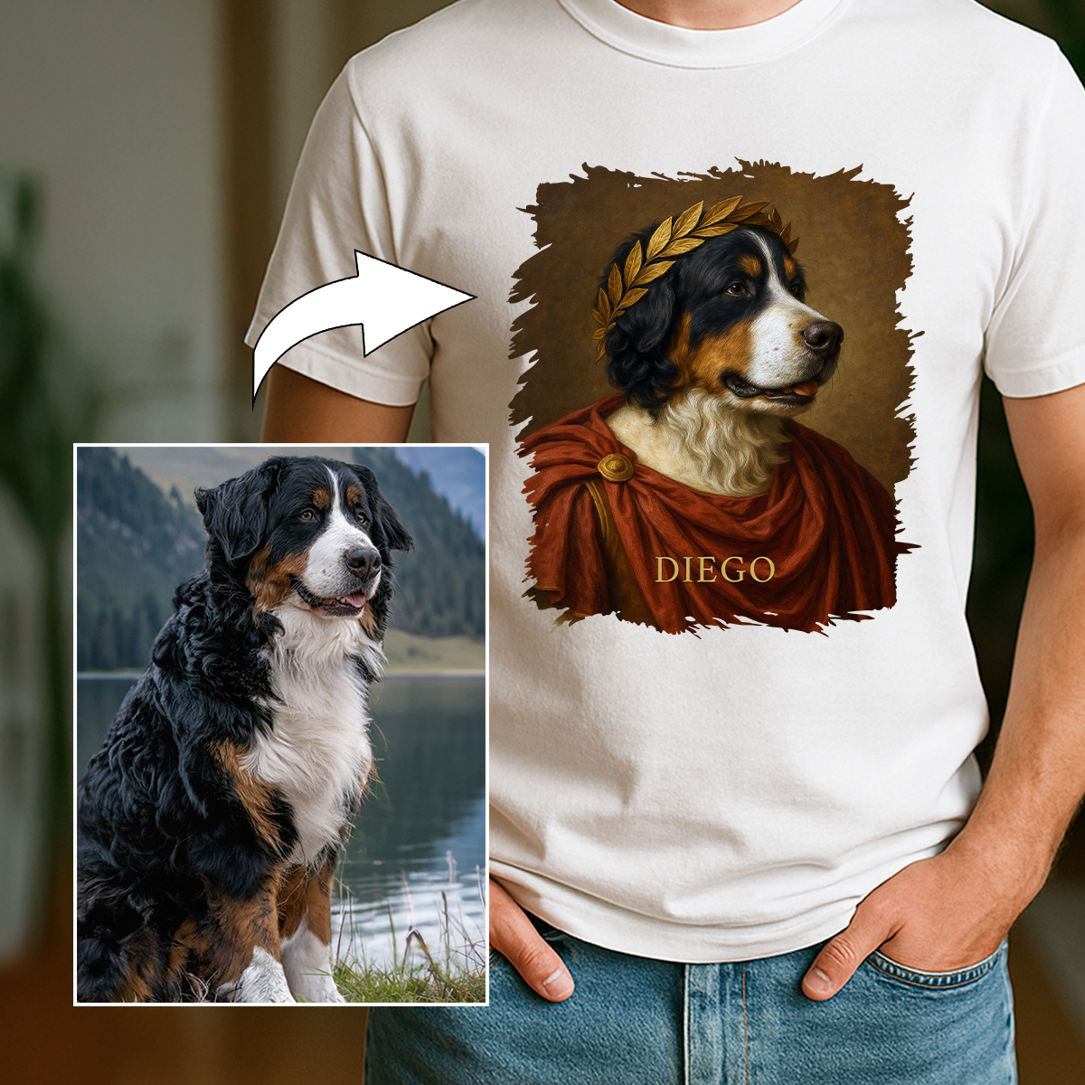 Dein Hund als Julius Cäsar – Herren-T-Shirt mit Aufdruck für Hundefans