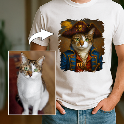 Katze als Pirat – Herren T-Shirt mit Aufdruck für Katzenfans