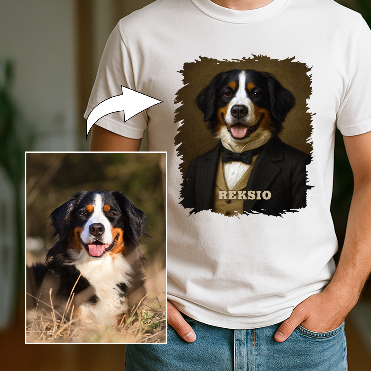 Hund im eleganten Stil – personalisiertes Herren-T-Shirt für Hundeliebhaber