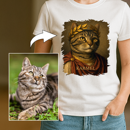 Katze wie Julius Cäsar – personalisiertes Damen-T-Shirt für Katzenliebhaberinnen