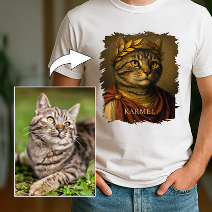 Katze wie Julius Cäsar – personalisiertes Herren-T-Shirt für Katzenliebhaber