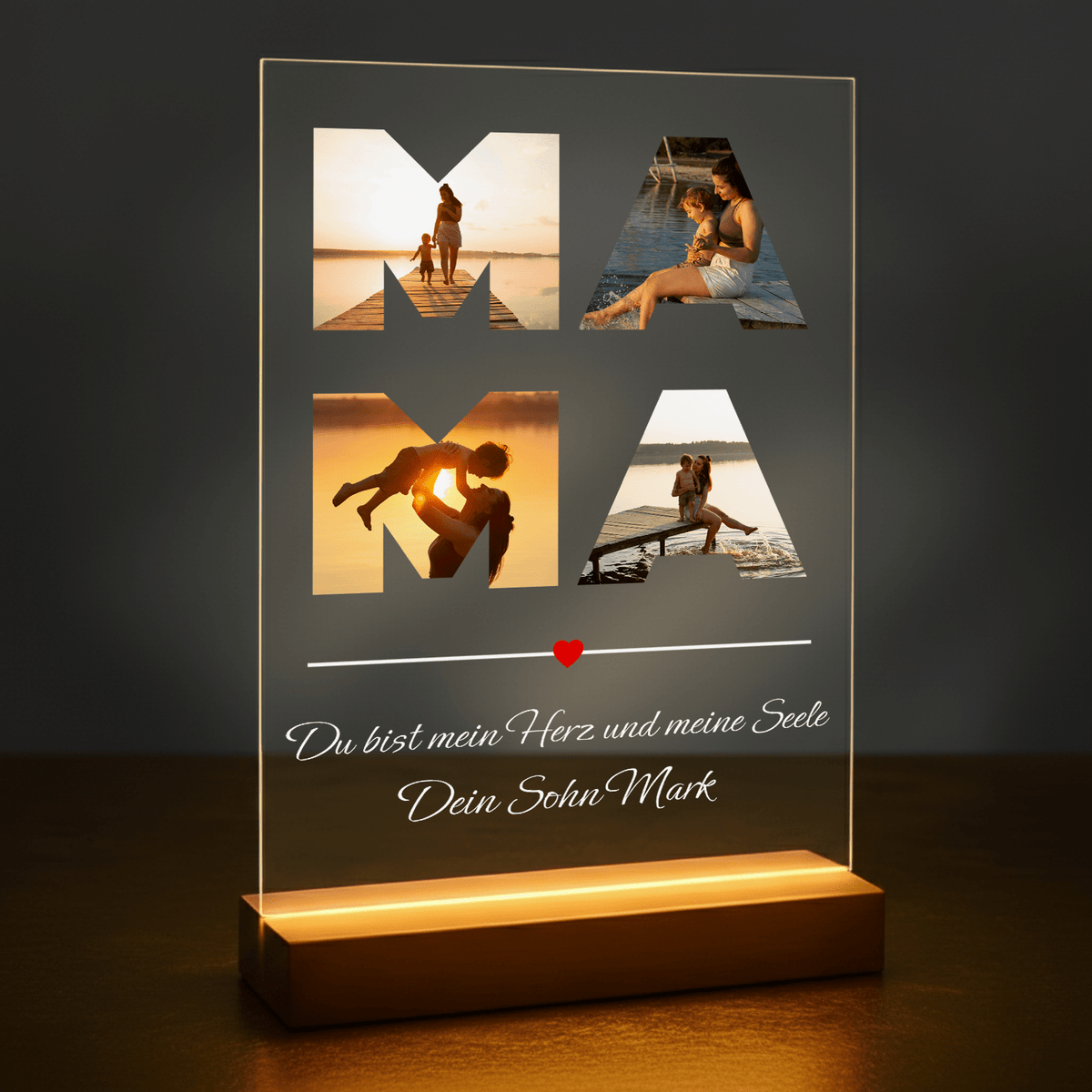 Du bist mein Herz Collage – personalisierter Druck auf Glas für Mama - Emmygift.de