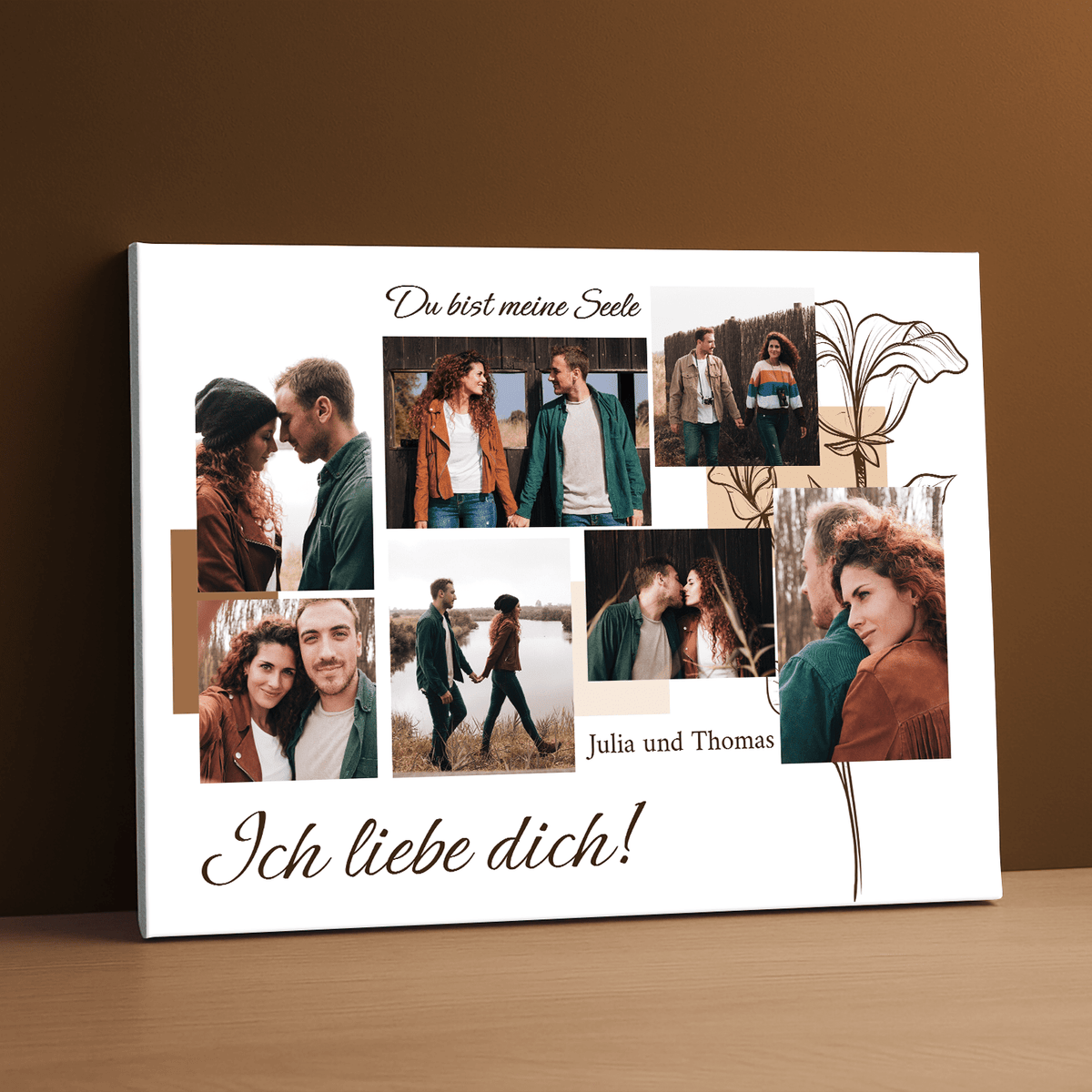Du bist meine Seele – Collage – personalisierter Leinwanddruck für Paare - Emmygift.de