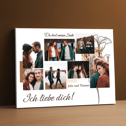 Du bist meine Seele – Collage – personalisierter Leinwanddruck für Paare - Emmygift.de