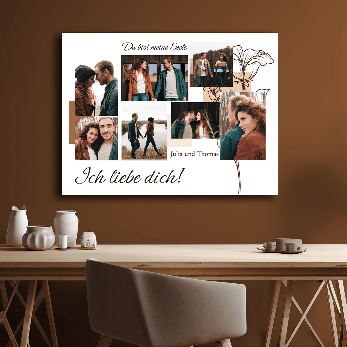 Du bist meine Seele – Collage – personalisierter Leinwanddruck für Paare - Emmygift.de
