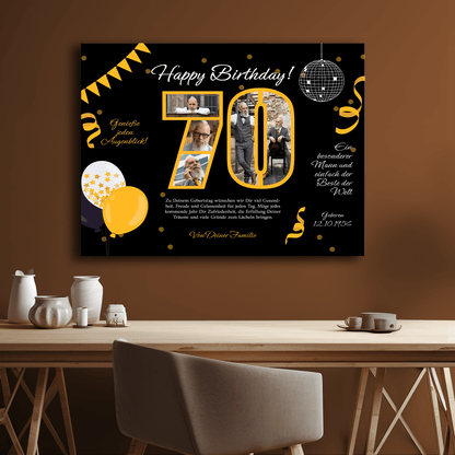 Edles Geschenk zum 70. Geburtstag – Leinwand-Collage - Emmygift.de