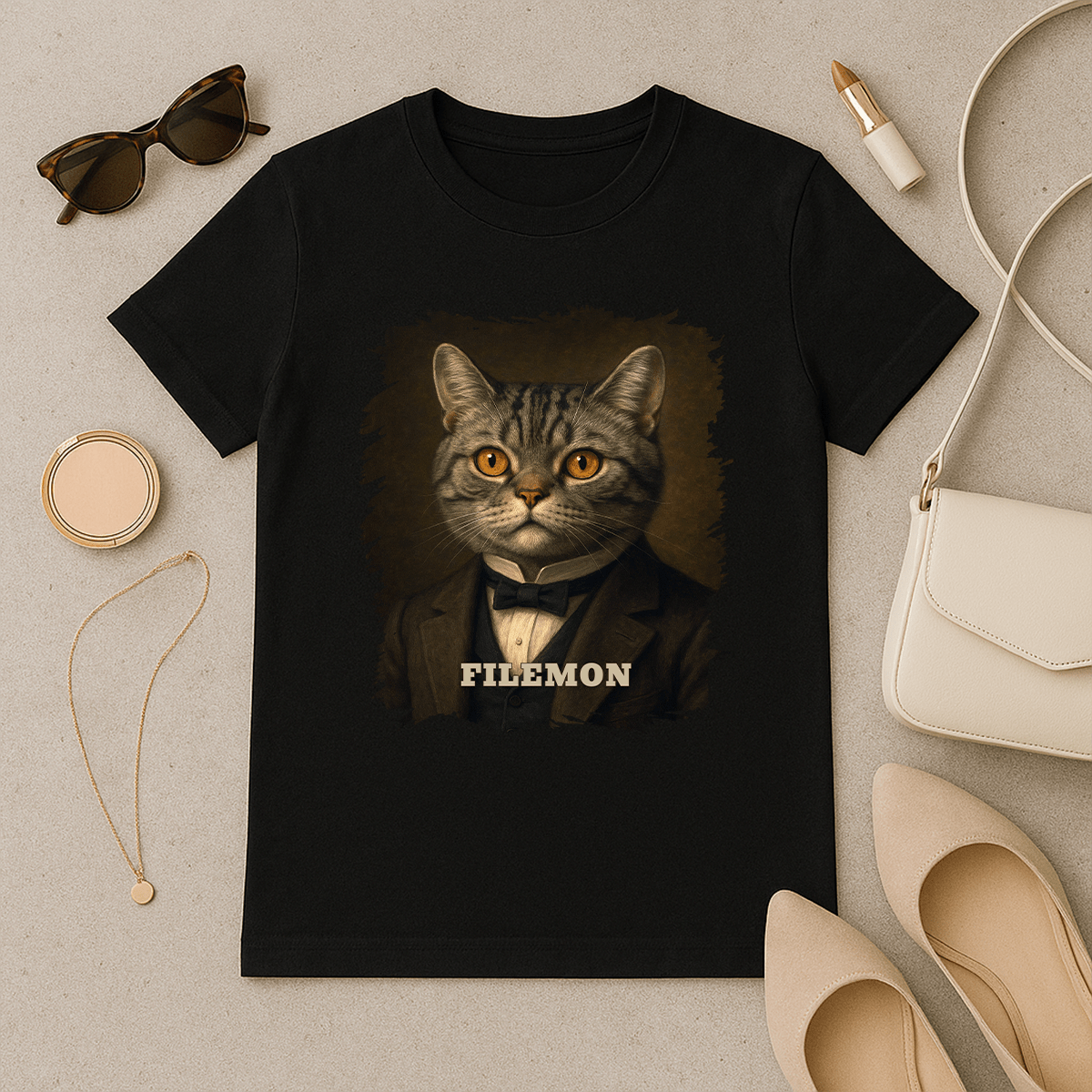 Elegante Katze – personalisiertes Damen-T-Shirt für Katzenliebhaberinnen - Emmygift.de