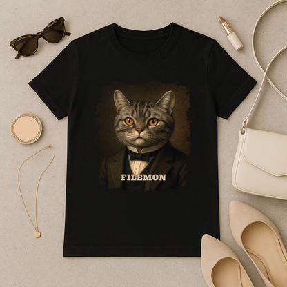 Elegante Katze – personalisiertes Damen-T-Shirt für Katzenliebhaberinnen - Emmygift.de