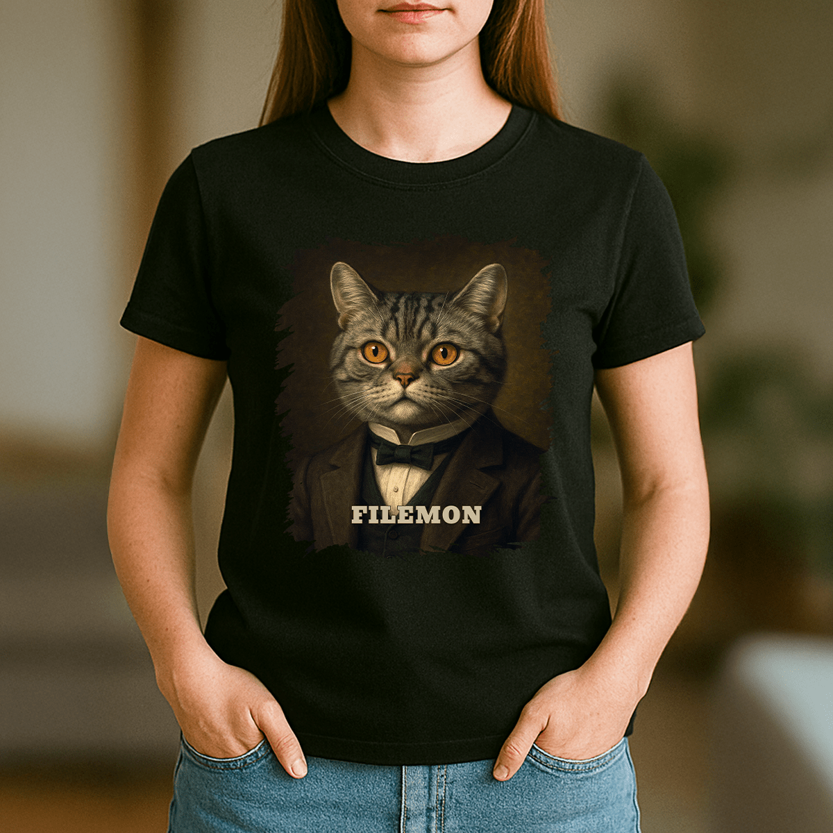 Elegante Katze – personalisiertes Damen-T-Shirt für Katzenliebhaberinnen - Emmygift.de