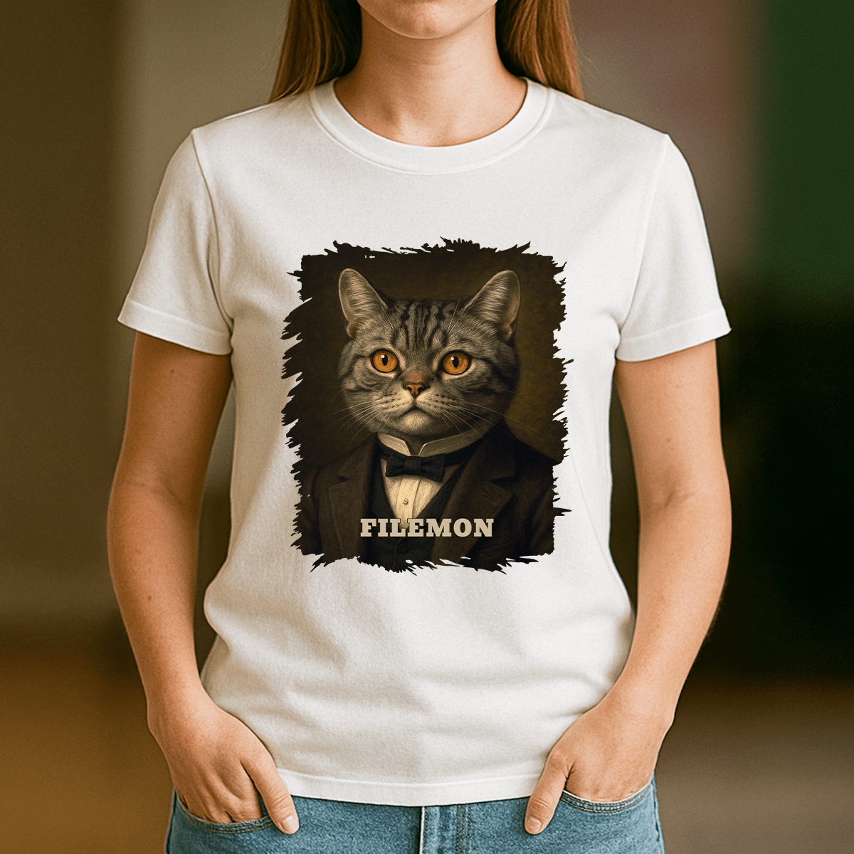 Elegante Katze – personalisiertes Damen-T-Shirt für Katzenliebhaberinnen - Emmygift.de