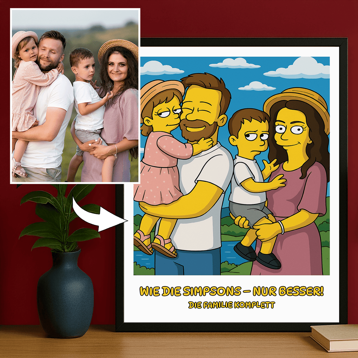 Familie im Stil einer beliebten Cartoonserie – Porträtposter für Eltern - Emmygift.de