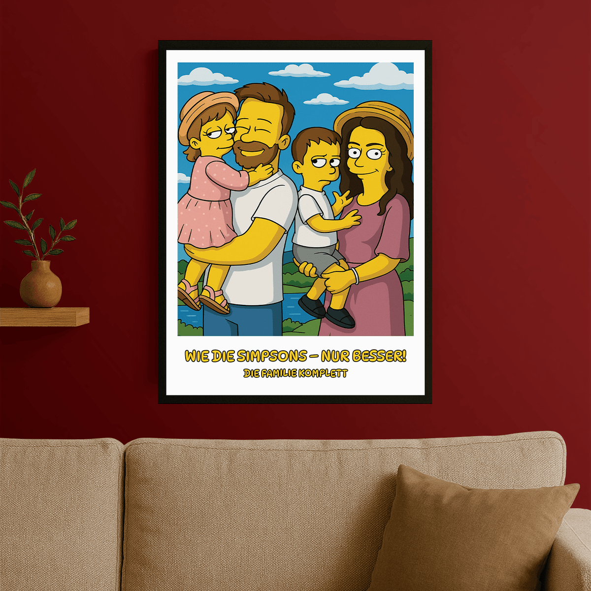 Familie im Stil einer beliebten Cartoonserie – Porträtposter für Eltern - Emmygift.de