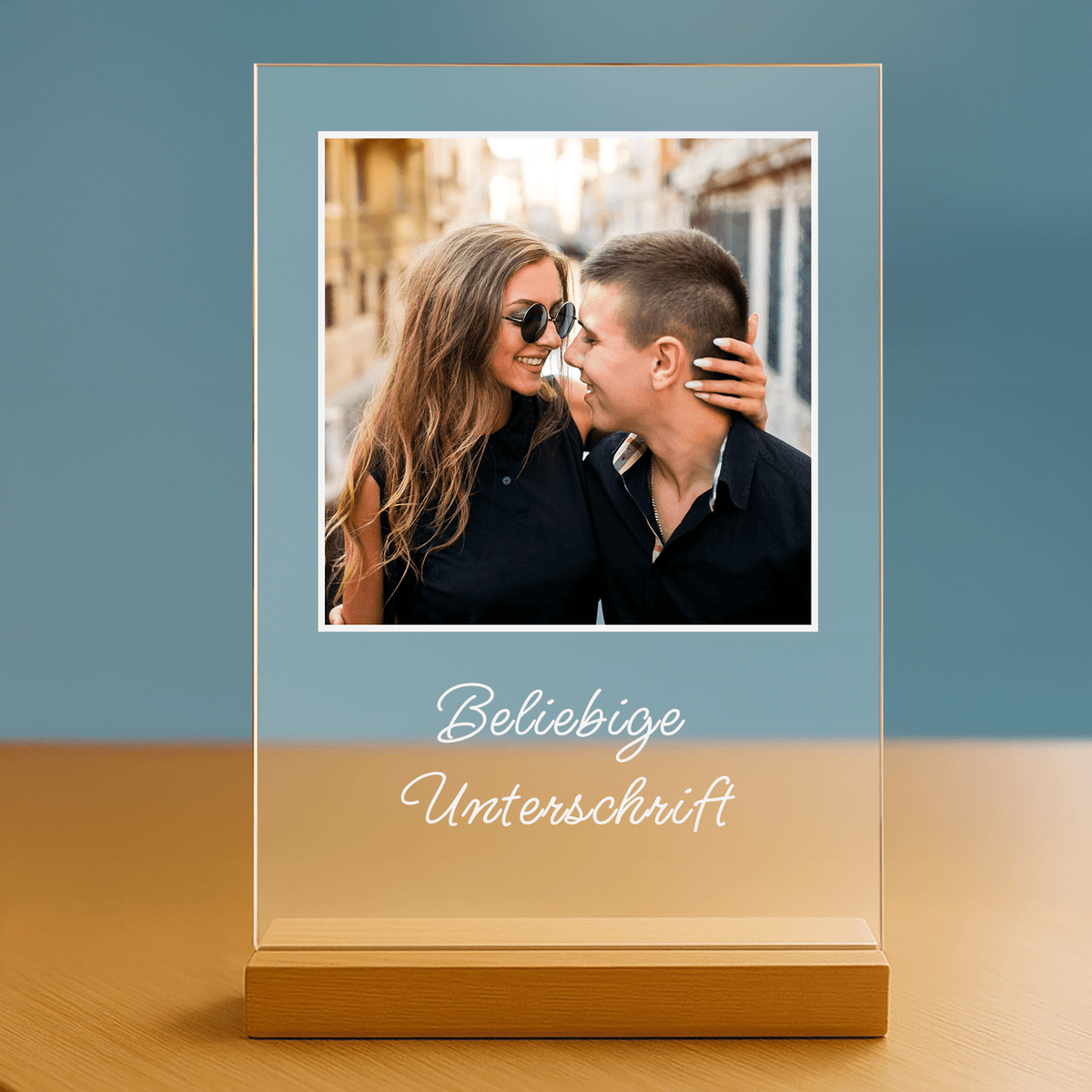 Foto mit beliebiger Beschriftung – personalisierter Druck auf Glas für Paare - Emmygift.de