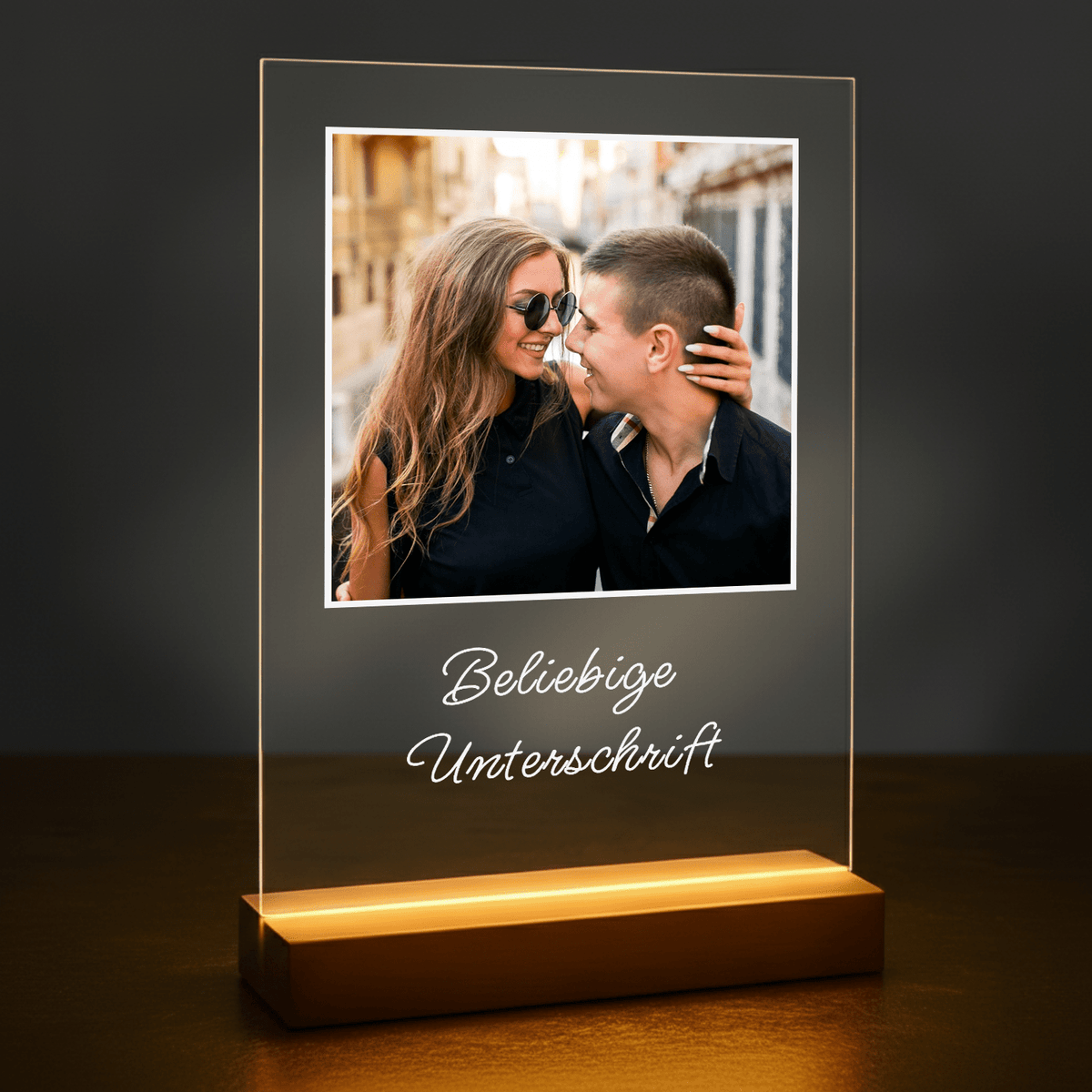 Foto mit beliebiger Beschriftung – personalisierter Druck auf Glas für Paare - Emmygift.de