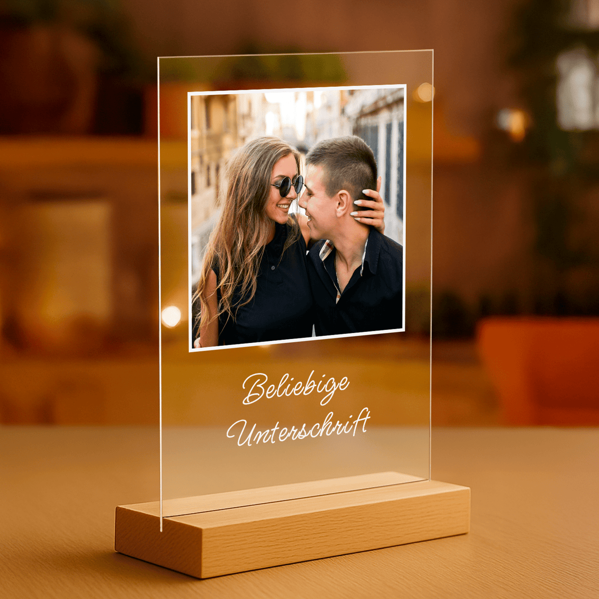 Foto mit beliebiger Beschriftung – personalisierter Druck auf Glas für Paare - Emmygift.de