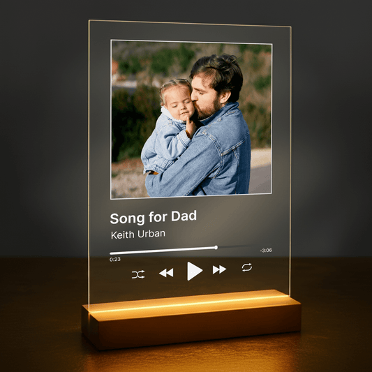 Foto mit Papa + Lied – personalisierter Glasdruck - Emmygift.de
