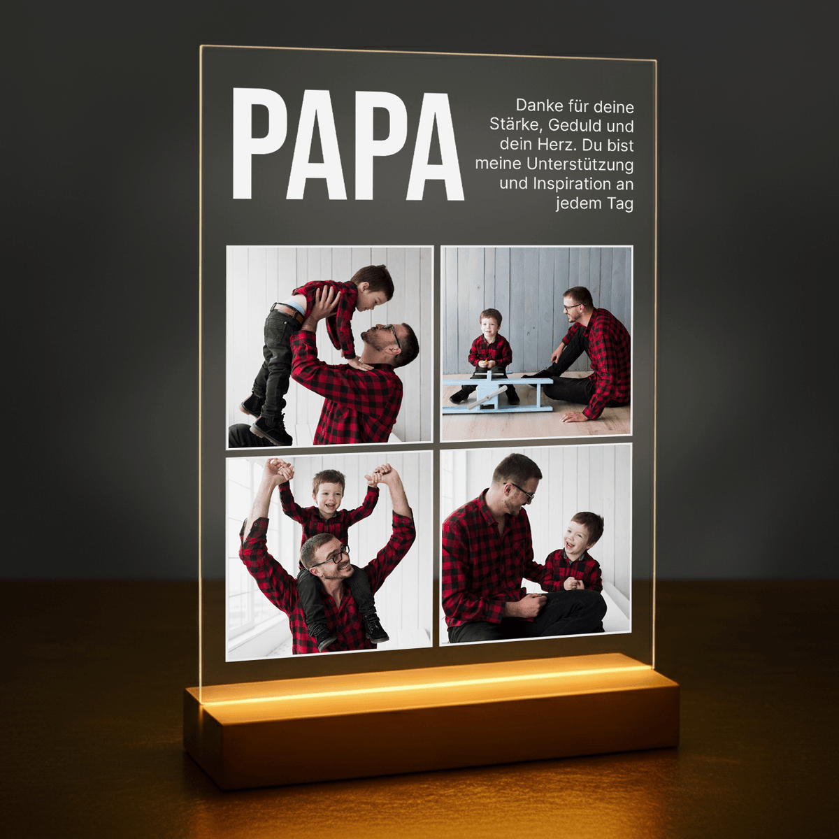 Fotocollage + Dank für Papa – personalisierter Glasdruck - Emmygift.de