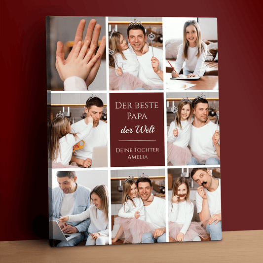 Fotocollage des besten Vaters der Welt – personalisierter Leinwanddruck - Emmygift.de