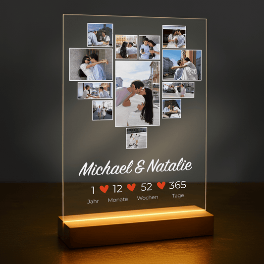 Fotocollage Herz – personalisierter Druck auf Glas für Paare - Emmygift.de