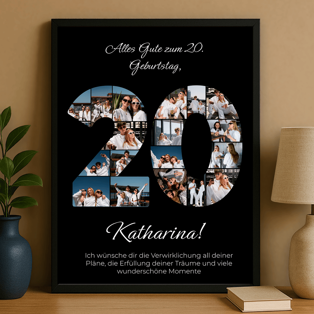 Fotocollage mit Glückwünschen zum 20. – personalisiertes Poster für sie - Emmygift.de