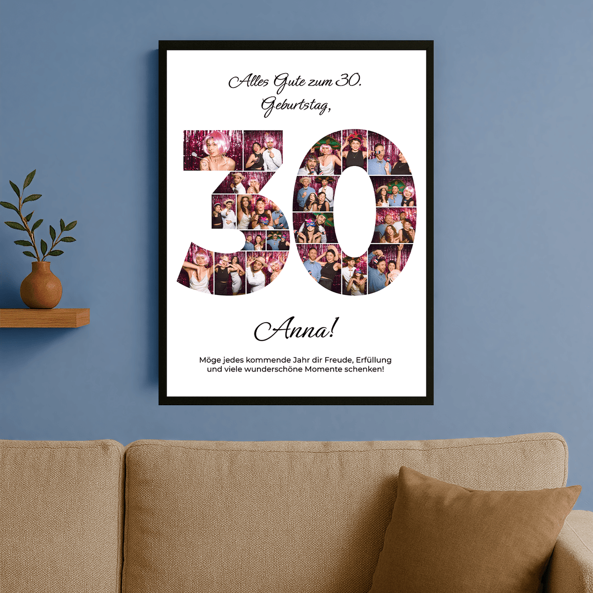 Fotocollage mit Glückwünschen zum 30. - personalisiertes Poster für eine Freundin - Emmygift.de