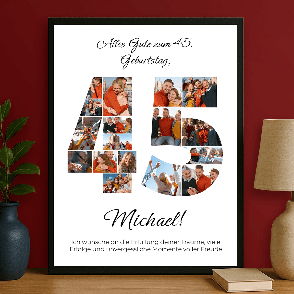 Fotocollage mit Glückwünschen zum 45.- personalisiertes Poster für Mann - Emmygift.de