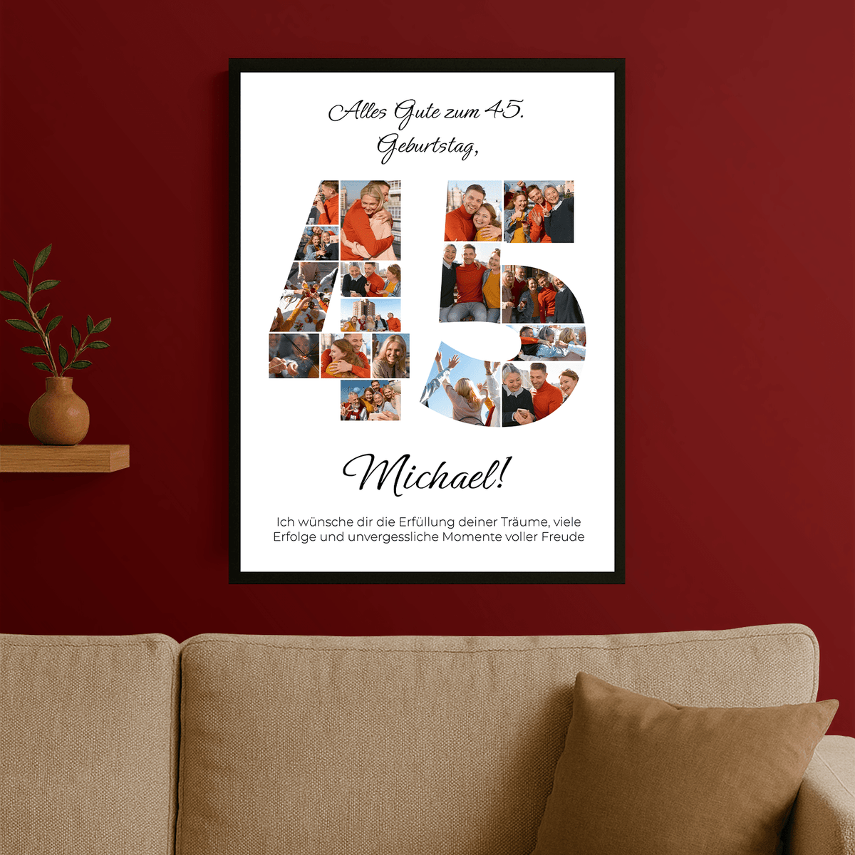 Fotocollage mit Glückwünschen zum 45.- personalisiertes Poster für Mann - Emmygift.de