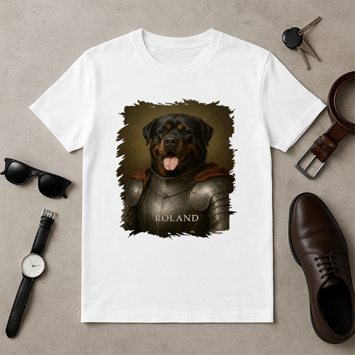 Tapferer Ritterhund – Herren T-Shirt mit Aufdruck für Hundefans