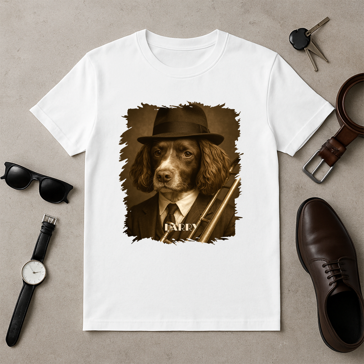 Hund als Musiker – Damen-T-Shirt mit Aufdruck für Hundefans