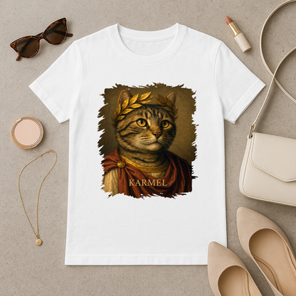 Katze wie Julius Cäsar – personalisiertes Damen-T-Shirt für Katzenliebhaberinnen