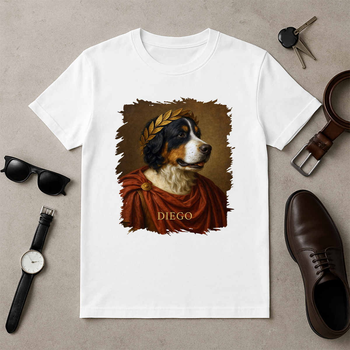 Dein Hund als Julius Cäsar – Herren-T-Shirt mit Aufdruck für Hundefans
